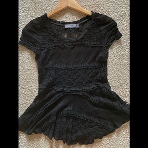 Stretch lace peplum short sleeve top